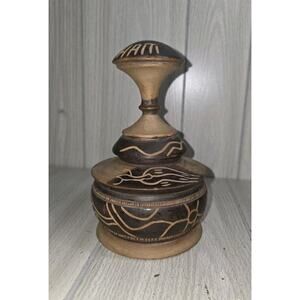 Handmade Haiti Wooden Vase Vessel Flowers Jewelry Trinkets Valuables Collection